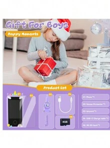 Kids Smart Phone Toys, Touchscreen HD Dual Camera Cell Unicorn Phone For Kids,Travel Toy Preschool Learning Toy For Kids,Christmas Birthday Gifts Toddler Play Phone For Girls Boys 3-14 - Màu tím - Xem 2