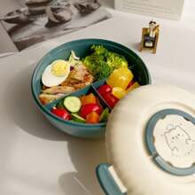 2-Layer Lunch Box 1.2L With Sauce Compartment, Microwave Safe, Portable Bento Box For Students And Office Workers - Red - View 2