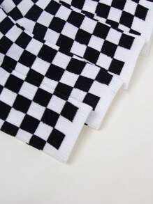 2/4/5/6 Pairs Of Women's Black & White Checkerboard Patterned Crew Socks, Personalized Casual Socks, Versatile For All Season, Suitable For Outdoor, Party, Gift, Y2k, Goth, School, Soft, Breathable