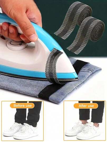 Iron-On Hemming Tape , Self-Adhesive No-Cut Hem Length Adjustment Stickers, Iron-On Hemming Tape, Iron-On Hemming Tape Strong Adhesive Washable, Hot Melt Tape, Shorten Pants Hem Cuff Hem Ironing Fabric Tape, Clothing Pants Jeans Length Adjustment DIY Sewing Supplies, Clothing DIY Sewing Accessories,For Shortening Jeans, For Altering Clothes, Pants, Jeans, Skirts