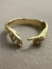 1 件铜制独特简约上帝之手亚当生命戒指女士时尚派对珠宝礼物开口可调节