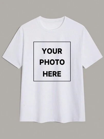 Customized Pattern, Personalize With Your Family/Friend/Couple/Pet Photos For Valentine's Day/Birthday Party/Anniversary, Print Your Photo On The Front Of A Comfortable Short Sleeve Crew Neck T-Shirt For Men Dawg Stylish, Fashion, Hipster, Contracted, Easy Costume, Modest Fashion, Minimal Chic, Casual Custom, Unique, Personalized Ideal Gifts For Him Family, Boyfriend, Friends, Children,Chic Autumn,Street Casual Chic