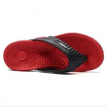 Sandalias tipo chanclas para masaje para hombres, zapatos de playa transpirables de verano, chanclas de lujo transpirables para hombres - Negro - Ver 4