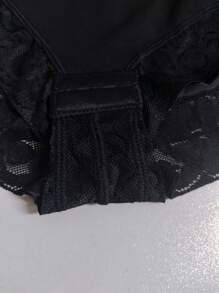 1 bộ đồ liền quần định hình eo màu đen cho nữ, khóa kéo phía trước - màu đen - Xem 5