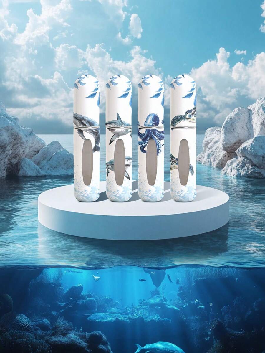 1/4PCS 5ml Chai xịt nước hoa có thể nạp lại di động - Bình xịt du lịch mini theo chủ đề đại dương với thiết kế hình cá voi, cá mập, bạch tuộc và rùa - Nhiều màu - Xem 1