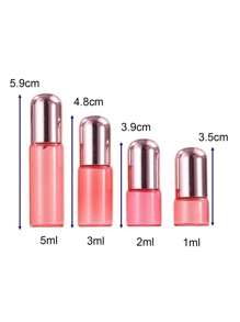 4pcs 1/2/3/5ml Rose Gold Roll-On Glass Bottles, Perfume Mini Refillable ConTrainers, Portable Beauty Tools For Travel And Makeup, Spray Bottle, Mini Hand Sanitizer - Pink - View 6
