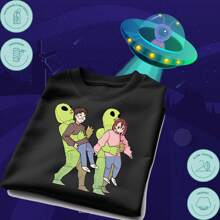 Playera unisex Algodon dandandan dan anime alien disfraz disfrazados momo OKARUN ayase aliens ovnis - Negro - Ver 1