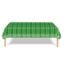 1/3 Manteles de fiesta de fútbol con temática deportiva, decoración de fiesta de rugby americano, mantel desechable de plástico para mesa de día de juego, suministros para fiesta de "tailgate" - 54x108 pulgadas - Multicolor - Ver 13