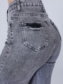 Loose And Comfortable Cut Jeans, Wide Leg For A Relaxed Style - YPD6017 Grey - View 5