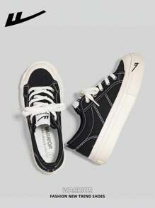 1 para WARRIOR damskich sznurowanych butów z grubej podeszwy z płótna, niskie buty codzienne, oddychające płaskie buty do użytku na zewnątrz, lekkie sportowe trampki inspirowane deskorolką, modne i wygodne