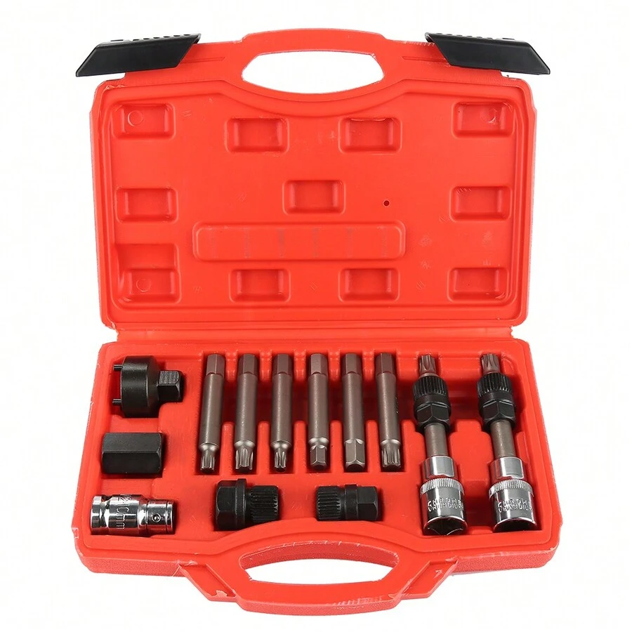 Motors 13-teiliges Werkzeugset aus Kohlenstoffstahl zur Demontage der Riemenscheibe eines Generatorriemens