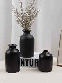 1Pc Black Ceramic Vase Small Flower Vases For Decor,Modern Farmhouse Home Decor,Decorative Vase For Dried Flowers,Idea Shelf,Table,Bookshelf Gifts Birthday Graduation Room Decor Glass Vase