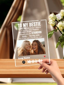 1pc Custom Spotify Plaque, Custom Couple Picture Plaque, Personalized Photo Plaque, Custom Couple Song Music Plaque, Personalized Photo Frame Home Decor, Album Cover Song Plaque, Unique Gifts For Women, Music Art Romantic Gifts, Anniversary Gift, Valentine Gift, Birthday Gift, Wedding Gift, Mother's Day Gift, Father's Day Gift, Best Friend Gift, Best Gift For Mom/Dad, Gift For Her/Him, Best Gift For Boyfriend Graduation