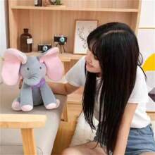 1 件，捉迷藏大象毛绒玩具，捉迷藏游戏玩具唱歌互动音乐玩具，送给朋友的好礼物活动耳朵捉迷藏熊娃娃 - 彩色 - 查看 11