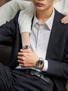 BIDEN 2Pcs Couple's Watch Quartz Watch Business Fashion Calendar Watch Men's And Women's Watch Valentine's Day/Birthday/Christmas/Best Gift