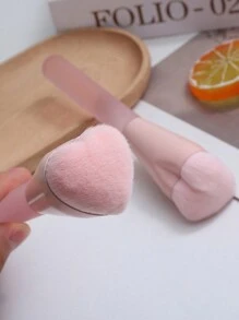 心形腮红刷，刷毛浓密柔软，蓬松均匀，轻柔蘸取散粉，打造层叠妆效，舒适亲肤，可作粉底刷、遮瑕刷、腮红刷、修容刷、古铜粉刷、散粉刷等多种用途。 - 粉色 - 查看 3