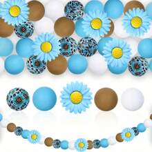 40pcs Silicone Beads DIY Keychain Set - Colorful Round, Cross, Sunflower And Hexagon Shapes, Suitable For Necklaces, Bracelets And Crafts Valentines