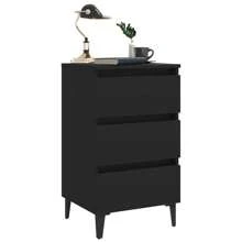 vidaXL Nachtkastjes 2 st met metalen poten 40x35x69 cm zwart
