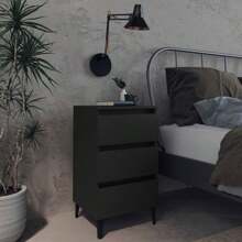 vidaXL Nachtkastjes 2 st met metalen poten 40x35x69 cm zwart