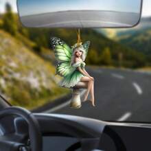 1pc 2d Plane Effect Green Butterfly Fairy Festival Party Decoration, Home Garden Tree Hanging Plaque Sign, Backpack Keychain Pendant Gifts Birthday Graduation