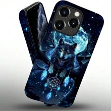 Compatible With IPhone 13-16 Pro Max Case, Magic Elemental Wolf In The Moonlit Night Print Phone Case Funny Liquid Silicone Case Impact Resistant Anti-Scratch Shockproof Protective Cover Gifts For Family, Friends, Kids, Birthday,Spring, Holiday, Boyfriends, Girlfriends, Valentine's Day