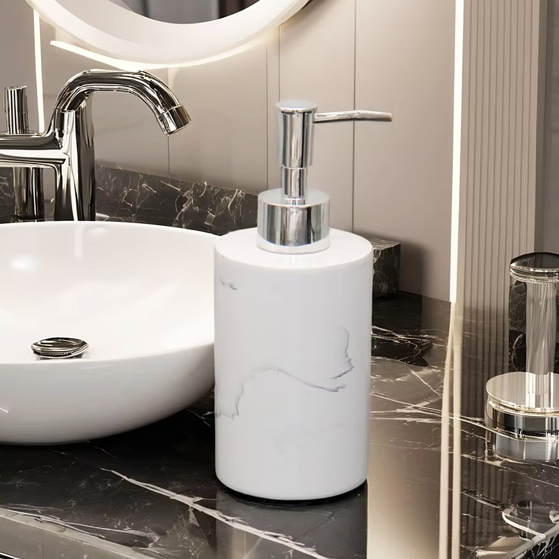 Dispensador de sabonete líquido de resina de alta qualidade, frascos recarregáveis para sabonete líquido para as mãos, xampu e sabonete líquido com bomba manual, decoração para casa e banheiro, decoração de outono, volta às aulas