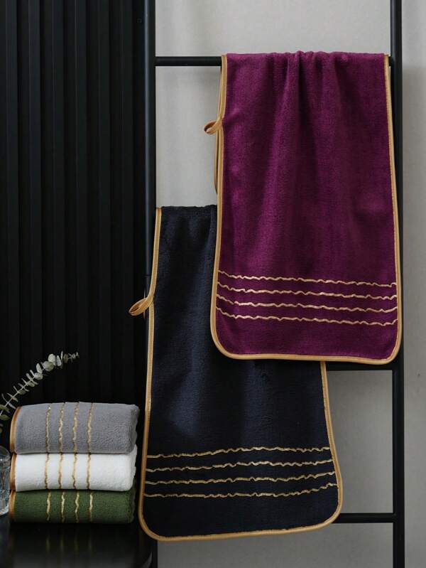 1/3/5/10 Pcs Towels, Polyester, Various Colors, Minimalist Gold Thread Pattern, Absorbent Soft Quick-Dry, Unisex, Suitable For Bathroom, Kitchen, Hotel, Travel, Holidays, Outdoor, Gym, Salons, All Seasons Home Bathroom Decor Fall Decor Back To School For Beauty Salon Home Bathroom