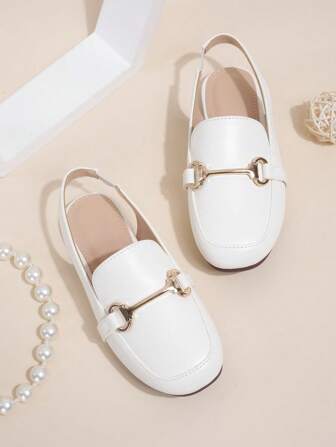 1 双女童 PU 软底防滑平底露趾凉鞋，适合夏季