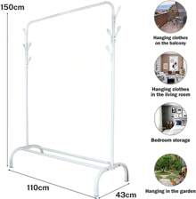 Heavy Duty Metal Double Rail Clothes Garment Hanging Rack Shelf Display Stand - Black - View 4