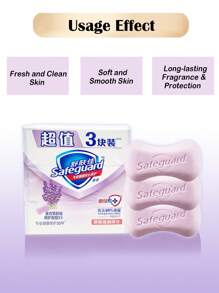 Safeguard 3pcs/Set Lavender Scented Soap, 100g/3.53oz Per Bar, Deep Cleansing & Soothing, Removes 99.9% Bacteria, Maintains Natural PH Balance, Moisturizing, Non-Drying, 12-Hour Antibacterial Protection, Easy Rinse, Rich Lather, Gentle As Water, Non-Irritating, Natural Fragrance - Lavender Scent (soothing) - View 4