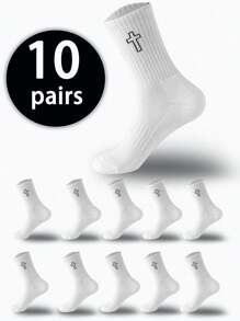 20 件/10 件/5 件/1 双男女通用中筒袜，柔软弹性舒适透气袜子，适合男女日常穿着，简约中性中筒袜 - 彩色 - 查看 21