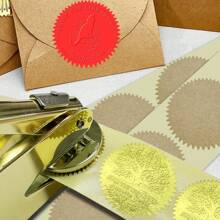 1Pc Custom Logo Embosser Stamp With Case And 100pcs Stickers- Heavy Steel Embosser Stamp Design Your Own Logo Or Emblem Perfect For Weddings Libraries Book Embosser - Multicolor - View 4