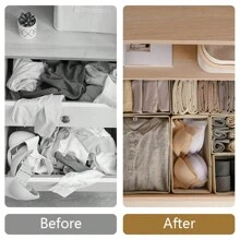 6 scatole per l'organizzazione di vestiti, biancheria intima e armadi, organizer per vestiti, camicie e maglioni, cassetti e mobili di casa - Grigio - Visualizzare 9