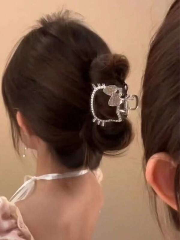 Hello Kitty Funkelnd Strass Haarspange - Süße Cartoon Mini Metall Haarspange, Y2K süßer Stil Damen Accessoires Valentinstag, Haarklammer, Klemmspangen, Haarklammer, Haarklammer