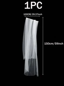 1.5 米白色薄纱椅背饰物，适用于婚礼、新娘装饰、瑞士薄纱窗帘（1 件，不含配件）