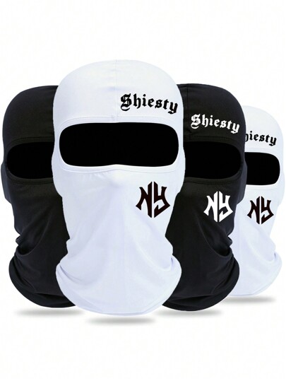2pcs/1pc Letter Print Ski Mask Balaclava Face Mask For Men Women UV Protection Windproof Scarf For Snowboard Motorcycle