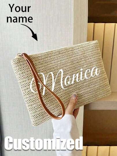 1 pieza Bolso de embrague casual tejido de paja, Bolso de muñeca tejido de paja para mujer, Cartera trenzada pequeña, Mini bolso portátil, Bolsos de mano vintage tejidos de paja, Bolso de playa de estilo bohemio, Bolso de paja minimalista, Bolso para teléfono móvil de moda, Carta, Portátil, Multifuncional, Versátil, Gran capacidad, Funcional, Práctico, Todo propósito, Lindo, Adorable, Contraído, Vibraciones de vacaciones/Vacaciones, Minimalista, Personalizado, Regalos personalizados para mujeres, Bolsa de viaje, Bolso grande tipo tote, Regalos ideales para ella, Mujeres, Novatos y trabajadores de cuello blanco, Novia, Niñas rosas, Bolsa de playa, Útiles escolares, Vuelta a la escuela, Para la oficina, Para la escuela, Para el aula, Para regalos de maestros, Para la universidad, Para colegas, Para dormitorios, Para maestros, Para niños y niñas, Para adolescentes, Estudiantes de secundaria, Estudiantes de secundaria, Estudiantes universitarios, Estudiantes universitarios, Estudiantes de