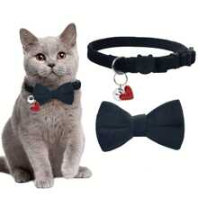 Valentine's Day Pet Collar - Adjustable Cat Dog Collar With Detachable Bow Tie, Bell And Heart Design, Soft Plush Anti-Choke Buckle, Suitable For Medium And Small Pets, Unique And Attractive Valentine's Day Elements