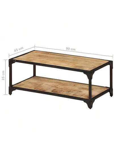 VidaXL Coffee Tafel 90x45x35 Cm Solid Rough Mango Wood view 2
