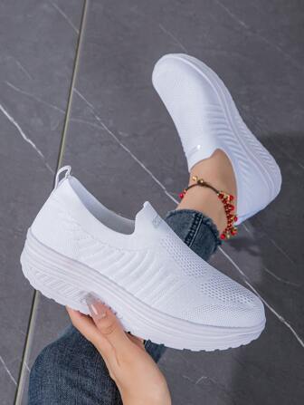 Nuevos zapatos deportivos informales, cómodos, ligeros y versátiles de estilo sencillo con empeine bajo para mujeres, adecuados para enfermería, baile, rock, mocasines, tenis casuales, zapatos de baile de suela blanda, zapatos casuales de base gruesa, bailarinas de mujer de corte bajo, zapatos blancos