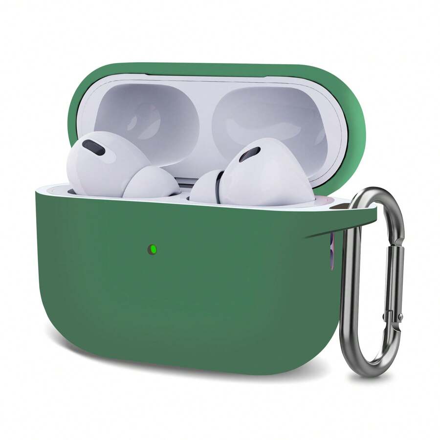 1 个实心硅胶耳机盒，兼容 Airpods，带登山扣 - 軍綠色 - 查看 1