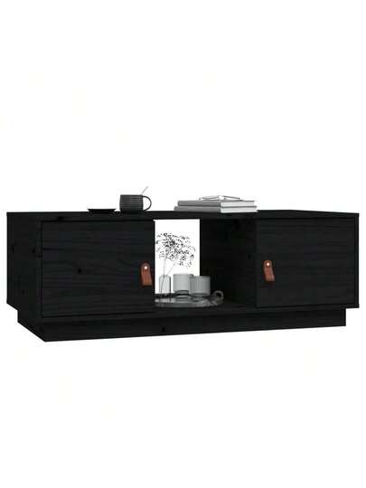 VidaXL Coffee Tafel 100x50x35 Cm Solid Pine Wood Zwart view 4