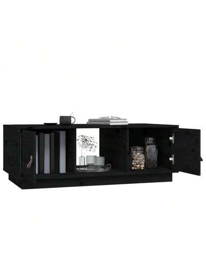 VidaXL Coffee Tafel 100x50x35 Cm Solid Pine Wood Zwart view 5