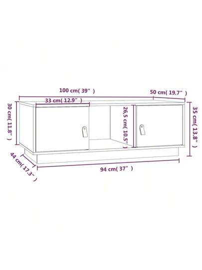 VidaXL Coffee Tafel 100x50x35 Cm Solid Pine Wood Zwart view 10