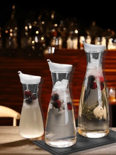 1PC透明凉水瓶水壶果汁壶餐厅冷水瓶大容量饮料果汁茶壶柠檬水瓶瓶子