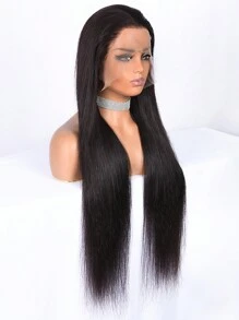 13x4 Silky Straight Transparent Lace Front Wig Virgin Human Hair Wear And Go Glueless Wig Pre Plucked Natural Hairline 150% Density Buss Down Very Long 36inch Hair Transparent Frontal For Women Unprocessed Hair Natural Black Pre-Plucked Hairline
