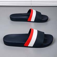 2024 New Men's Thick Sole Striped Slippers, Anti-Slip Indoor/Outdoor House & Bathroom Sandals, Top Selling Couple Flip Flops, Plus Size 47