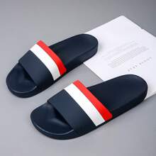2024 New Men's Thick Sole Striped Slippers, Anti-Slip Indoor/Outdoor House & Bathroom Sandals, Top Selling Couple Flip Flops, Plus Size 47