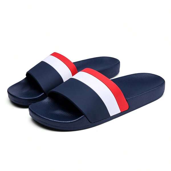 2024 New Men's Thick Sole Striped Slippers, Anti-Slip Indoor/Outdoor House & Bathroom Sandals, Top Selling Couple Flip Flops, Plus Size 47