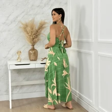 Women's Set Wrap Skirt And Cropped Top, Long Wrap Skirt And Tie-Back Top, Skirt + Cropped Top Set In Formal Dress, Formal Dress, Party Wear - 花綠4 - 查看 8